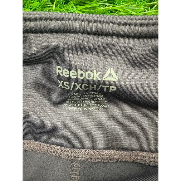 Reebok Women’s Leggings XS Gray Stretch Activewear Gym Yoga Pants Logo Print - Picture 2 of 9